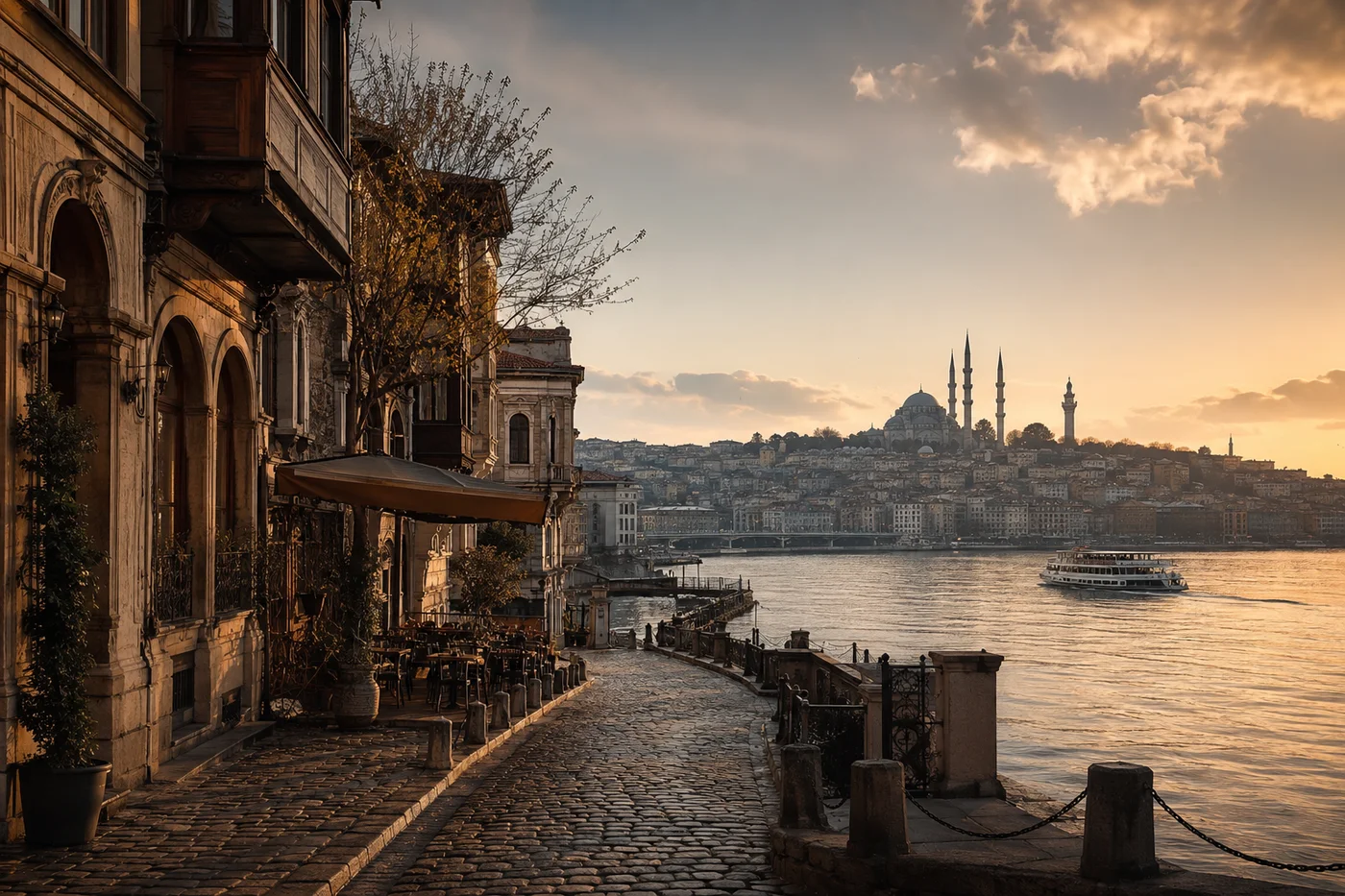 Istanbuls Silhouette und der Bosporus